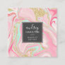 Elegant pink marble chic gold modern makeup artist square business card