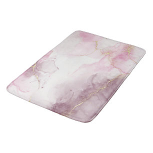 Elegant Pink Marble Gold Vein Pattern Bath Mat
