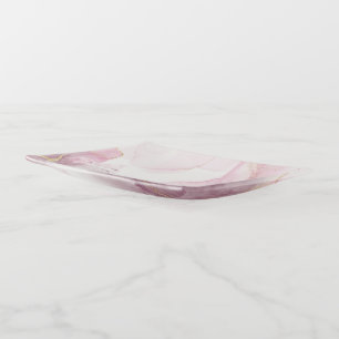 Elegant Pink Marble Gold Vein Pattern Trinket Tray