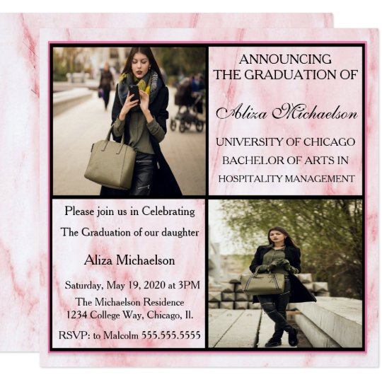 Elegant Pink Marble Graduation Invite | Zazzle.com