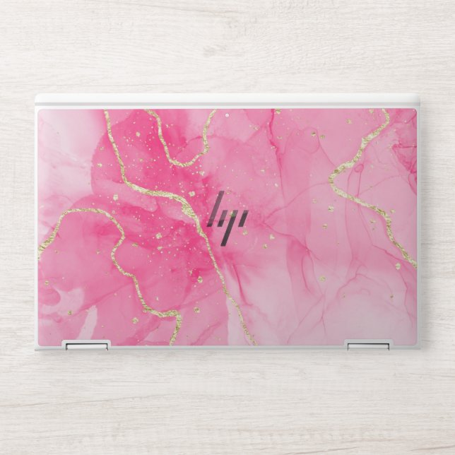 Elegant pink marble HP laptop skin (Front)
