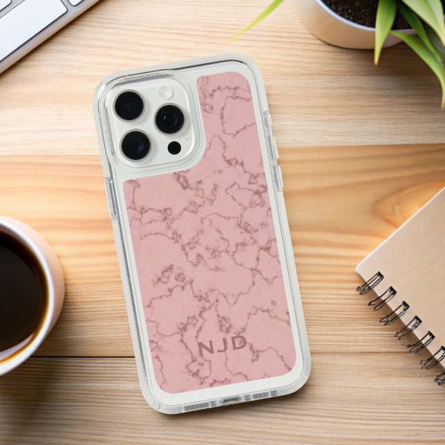 Elegant Pink Marble Monogram Speck iPhone Case (A pretty pink marble phone case. Just add your intials)