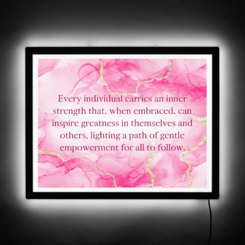 Elegant Pink Marble Motivational Quote           LED Sign
