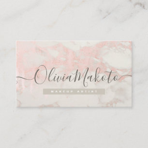 Elegant Pink Marble Rose Script text design Business Card