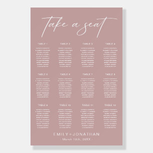 Elegant Pink Mauve Wedding Seating Chart Foam Board