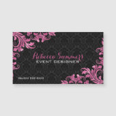 Elegant Pink Metall Lace Black Damasks (Front)