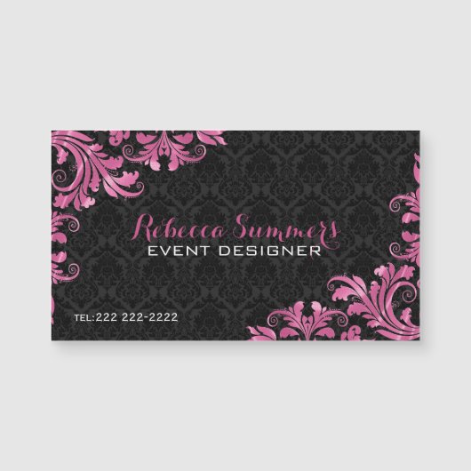 Elegant Pink Metall Lace Black Damasks (Front)