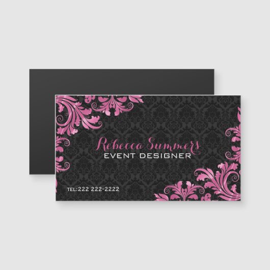 Elegant Pink Metall Lace Black Damasks (Front/Back)