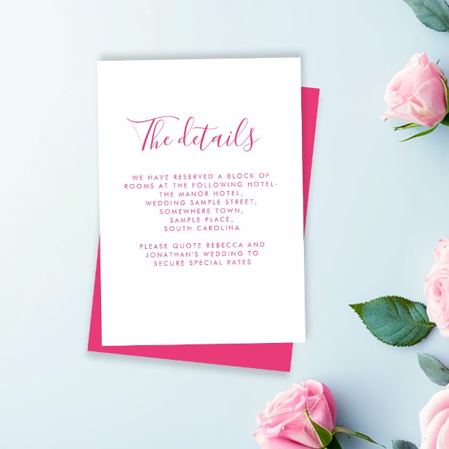 Elegant Pink Minimal Wedding Details Card (Creator Uploaded)