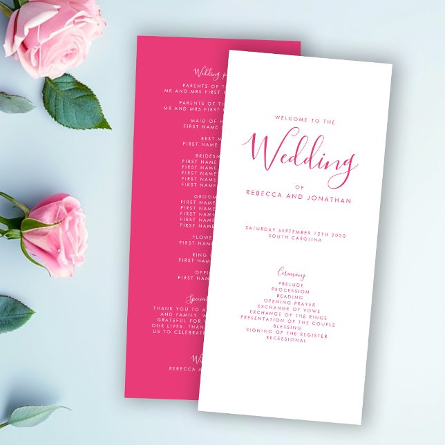 Elegant Pink Minimal Wedding Program (Creator Uploaded)
