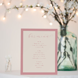 Elegant Pink Minimalist Bar Menu Foam Board