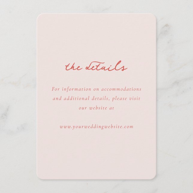 Elegant Pink Minimalist Details Enclosure Card (Front)
