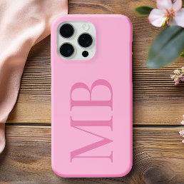 Elegant Pink Minimalist Initial Monogram iPhone 15 Pro Max Case