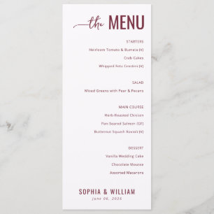 Elegant Pink Minimalist Menu