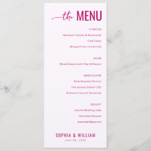 Elegant Pink Minimalist Menu