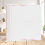 Elegant Pink Minimalist Monogram Name 3 Ring Binder<br><div class="desc">Create your own personalized binder with elegant minimalist monogram name with simple border design in pink and white color.</div>