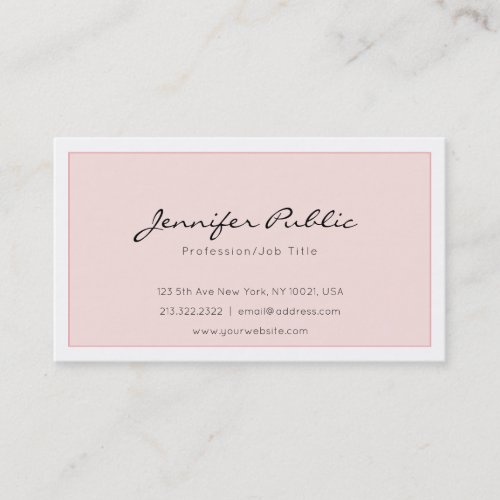 Elegant Pink Minimalist Plain Trendy Professional Business Card