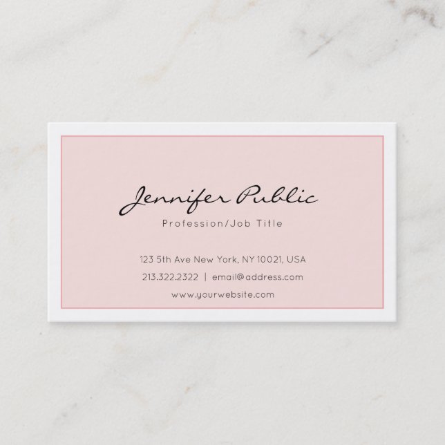 Elegant Pink Minimalist Plain Trendy Professional Business Card (Front)