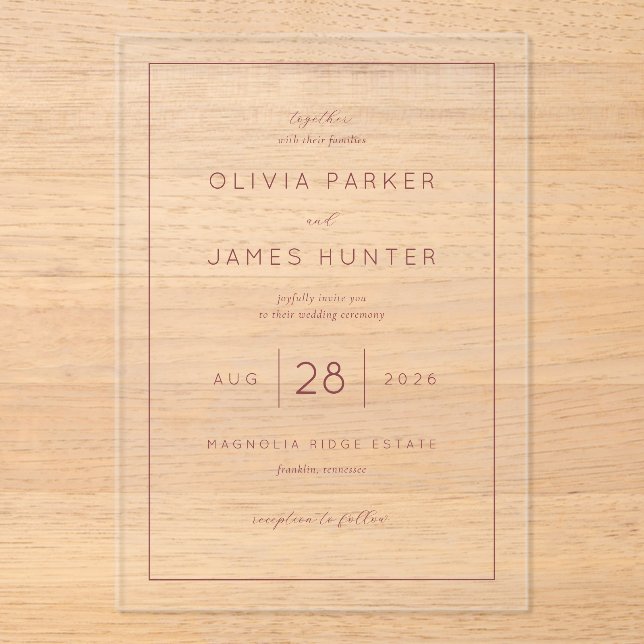 Elegant Pink Minimalist Wedding Invitation (Front)