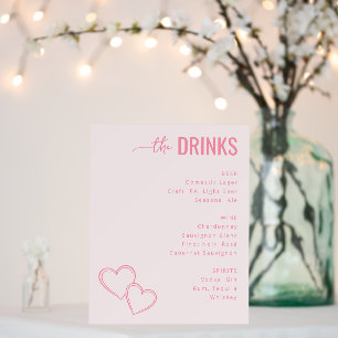 Elegant Pink Minimalist Wedding Menu Foam Board