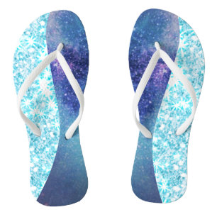Elegant Pink Modern gradient galaxy glitter star Flip Flops
