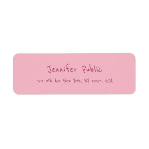 Elegant Pink Modern Plain Handwritten Script Text Label