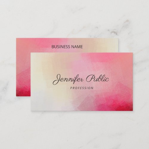 Elegant Pink Modern Template Handwritten Name Business Card