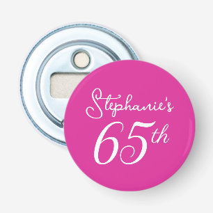 Elegant Pink Monogram 65th Birthday Party Bottle Opener