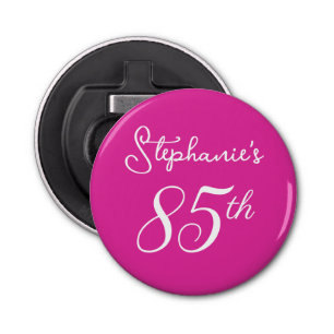 Elegant Pink Monogram 85th Birthday Party Bottle Opener