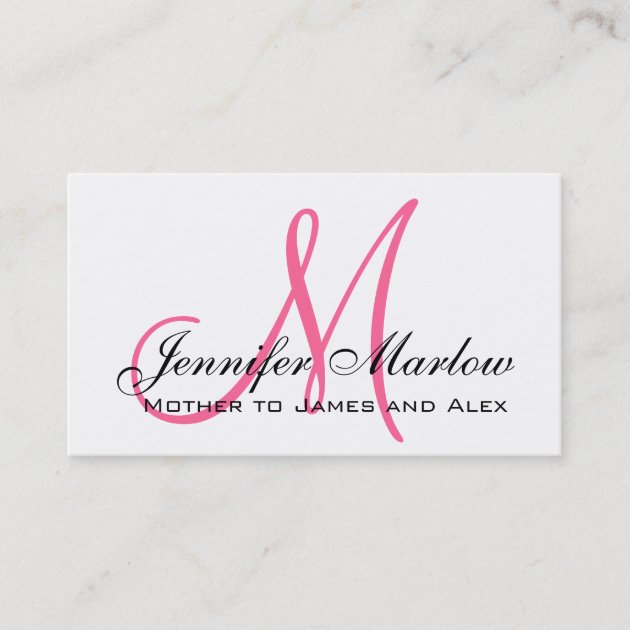 Elegant Pink Monogram Custom Mommy Calling Card Zazzle.com Elegant Pink Monogram Custom Mommy Calling Card Zazzle.com