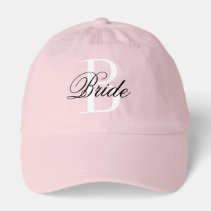 Elegant pink monogram hat for bride