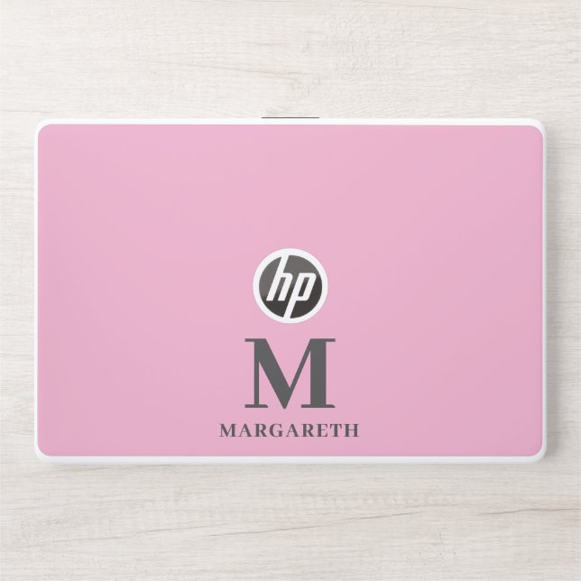 Elegant Pink Monogram  HP Laptop Skin (Front)