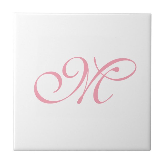 Elegant Pink Monogram Initial  Ceramic Tile (Front)