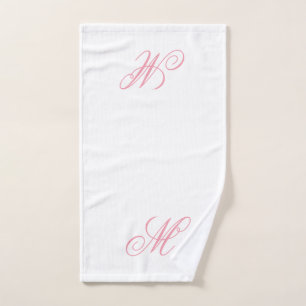 Elegant Pink Monogram Initial  Hand Towel