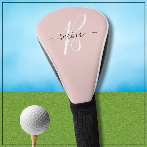 Elegant Pink Monogram Initial Name  Golf Head Cover