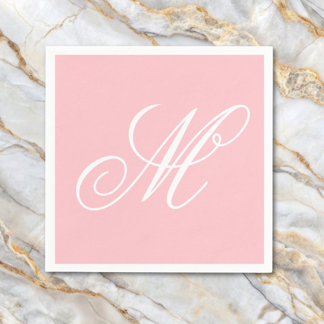 Elegant Pink Monogram Initial  Napkins (Creator Uploaded)