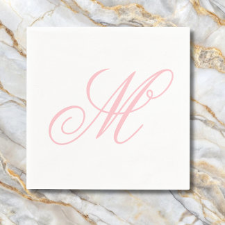 Elegant Pink Monogram Initial Napkins