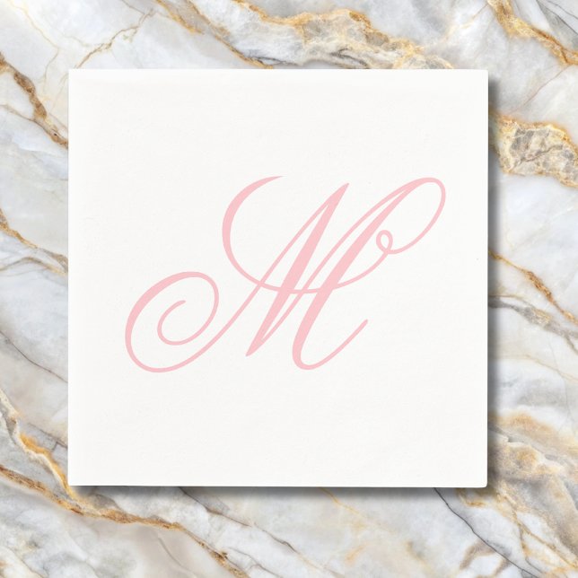 Elegant Pink Monogram Initial  Napkins (Creator Uploaded)