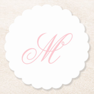 Elegant Pink Monogram Initial  Paper Coaster