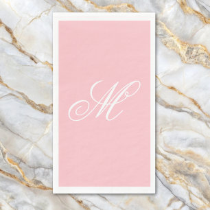 Elegant Pink Monogram Initial Paper Guest Towels
