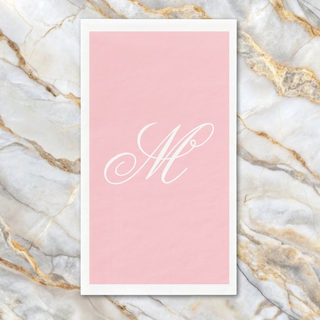 Elegant Pink Monogram Initial  Paper Guest Towels (Creator Uploaded)
