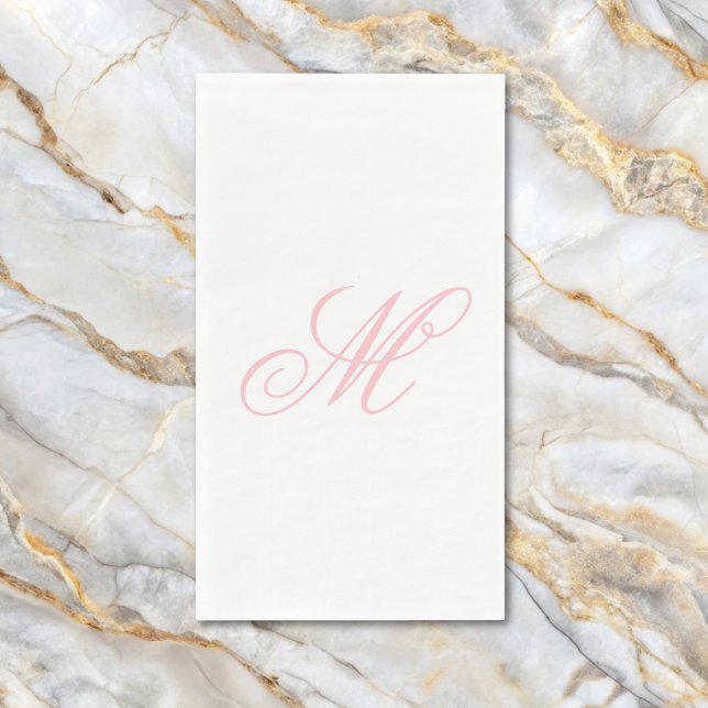 Elegant Pink Monogram Initial  Paper Guest Towels (Creator Uploaded)