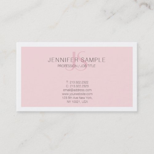 Elegant Pink Monogram Modern Simple Design Trendy Business Card