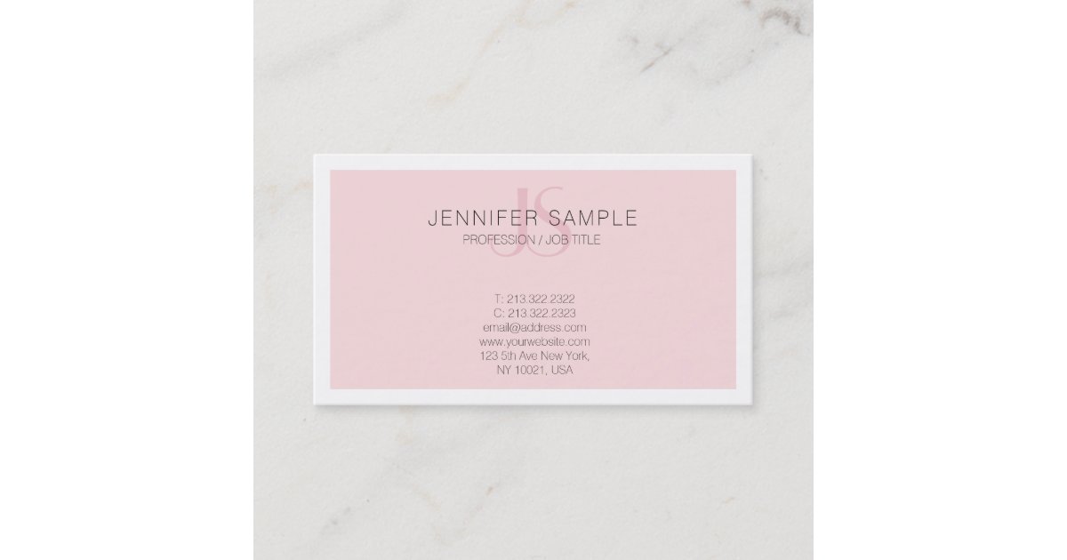 Elegant Pink Monogram Modern Simple Design Trendy Business Card | Zazzle