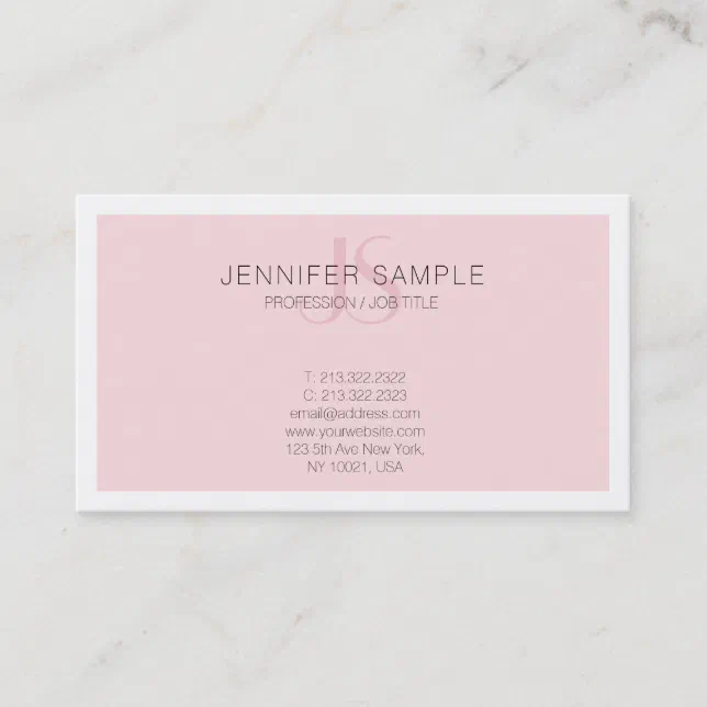 Elegant Pink Monogram Modern Simple Design Trendy Business Card | Zazzle