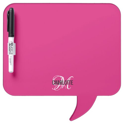 Elegant pink monogram name dry erase board