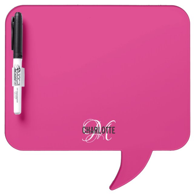 Elegant pink monogram name dry erase board (Front)
