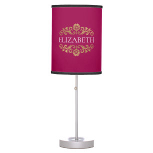 Elegant Pink Monogram Name Table Lamp