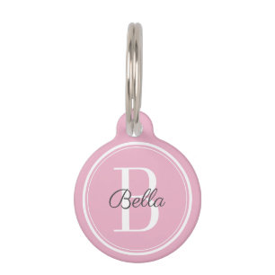 Elegant Pink Monogram Pet ID Tag