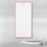 Elegant Pink Monogram Two Border Magnetic Notepad<br><div class="desc">Create your own custom magnetic notepad with personalized monogram initials in an elegant modern typography alongside pink border design.</div>